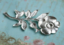 1pc Silver plated rosehip branch stamping 45mm