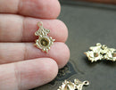 4mm Rhinestone base charm, Raw brass 4Pc