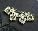 4mm Rhinestone base charm, Raw brass 4Pc