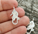 2pc Silver tone Seahorse charm 24mm