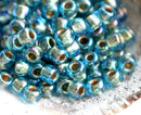 8/0 Toho seed beads, Gold Lined Rainbow Aqua blue, N 995 - 10g