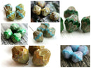 13x12mm Blue Purple Czech glass large baroque bicones with copper luster, 4Pc