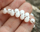 5x7mm White teardrops czech glass drop beads - 40pc
