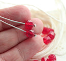 6mm Red cathedral beads Czech glass round fire polished - 20Pc