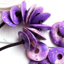 16mm Purple Cornflake rondelle ceramic beads 10pc