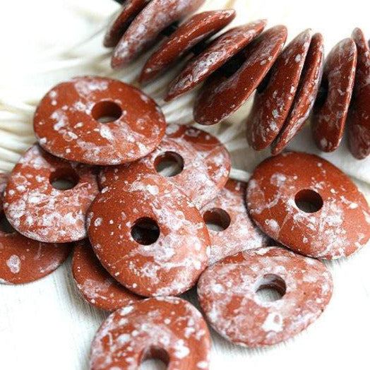 16mm Terracotta Brown cornflake rondelle Ceramic beads 10pc