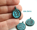 3pc Capricorn Zodiac charm, Patina on copper, Horoscope 15mm