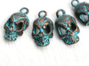4pc skull charms Green Patina Copper 18mm