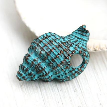 Beach shell Green patina Seashell pendant