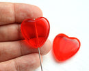24x22mm Huge heart czech glass beads, Yellow Red Mixed - 3Pc