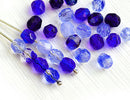 6mm Blue czech glass fire polished faceted, round spacer beads - 30Pc