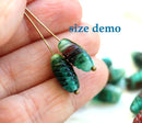14x7mm Green yellow long barrel czech glass beads, mixed color 25Pc