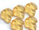 21x18mm Amber yellow, top drilled czech glass leaves, pressed beads - 6Pc