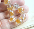 10mm Clear beige Round Fire polished czech glass ball beads - 10Pc
