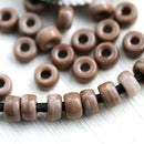 6mm Pony Cocoa brown opaque Czech glass Roller beads, 2mm large hole, 50pc