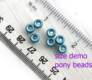 6mm Pony beads Pink Copper Metallic Czech glass Roller beads, 2mm large hole, 50pc