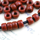 6mm Pony Opaque brown Czech glass Roller beads, 2mm large hole, 50pc