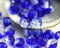 6mm Blue Pony beads Czech glass Roller beads, 2mm large hole, 50pc