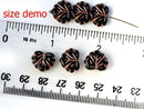 11x13mm Czech glass leaf beads, Dark mixed color Black brown teal Maple leaves - 10Pc