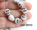 12mm Blue Skull Czech glass beads Halloween decor Skeleton Sugar Skull - 8Pc