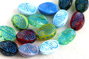 17x13mm Colorful czech glass beads mix, large oval - 10Pc