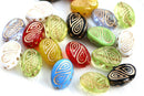 17x13mm Large oval, Golden inlays, czech beads mix - 10Pc