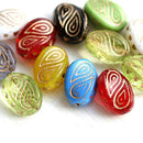 17x13mm Large oval, Golden inlays, czech beads mix - 10Pc