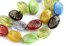 17x13mm Large oval, Golden inlays, czech beads mix - 10Pc