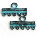5 Strands connector End bar, Green Patina 2Pc