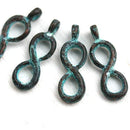 4Pc Infinity metal jewelry charm Green patina