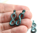 4Pc Infinity metal jewelry charm Green patina