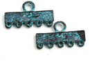5 Strands connector End bar, Green Patina 2Pc