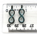 4Pc Infinity metal jewelry charm Green patina