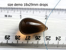 1Pc Extra Large Smokey Topaz drop bead, czech glass Teardrop - 18x29mm