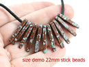 20pc Ceramic Stick beads Earthy colored 22mm