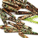 20pc Ceramic Stick beads Earthy colored 22mm