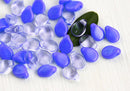 5x7mm Blue PiP beads mix Perwinkle blue czech glass flat drops - 40Pc