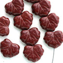 11x13mm Dark Brown Maple Leaves, Czech glass leaf beads - 10pc