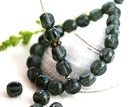 6mm Picasso Olive green Czech glass beads, fire polished round cut - 30pc