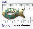 40mm Patinated brass metal casting large fish pendant