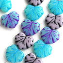 11x13mm Fancy Leaf Beads Mix Czech glass maple leaves - 12Pc