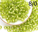 8/0 Toho seed beads, Silver Lined Lime Green, N 24 - 10g