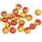 9mm Red yellow Czech glass daisy flower beads golden inlays 20pc
