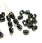 6x4mm Black rice czech glass fire polished beads golden ends, 25pc