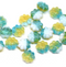 9mm Blue yellow Czech glass daisy flower beads, 20pc