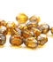 8x6mm Yellow topaz cathedral gold ends czech glass barrel beads, 15Pc