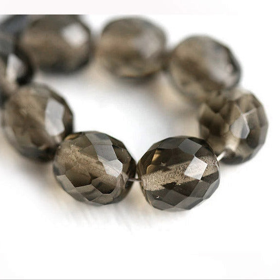 10mm Dark grey Czech glass fire polished round beads - 10Pc