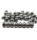 5x7mm Jet black teardrops pressed czech glass beads, Silver wash