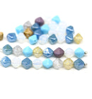 Czech Glass Bicone Beads Mix: Blue, Purple, 6mm