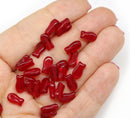 9x5mm Red czech glass fish beads, 30pc